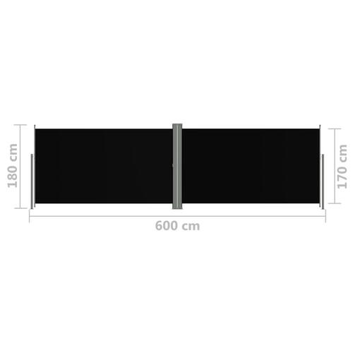 Sammenrullelig sidemarkise 180x600 cm sort