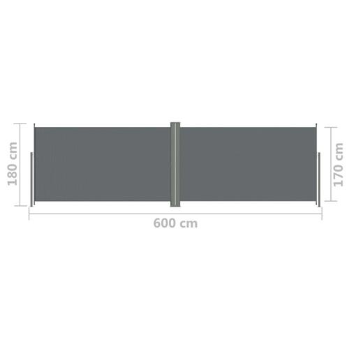Sammenrullelig sidemarkise 180x600 cm antracitgrå