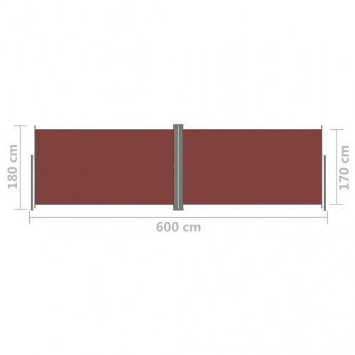 Sammenrullelig sidemarkise 180×600 cm - brun læskærm til terrasse og altan