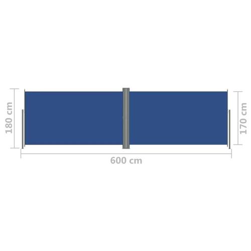 Sammenrullelig sidemarkise 180x600 cm blå