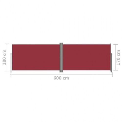 Sammenrullelig sidemarkise 180 × 600 cm - rød