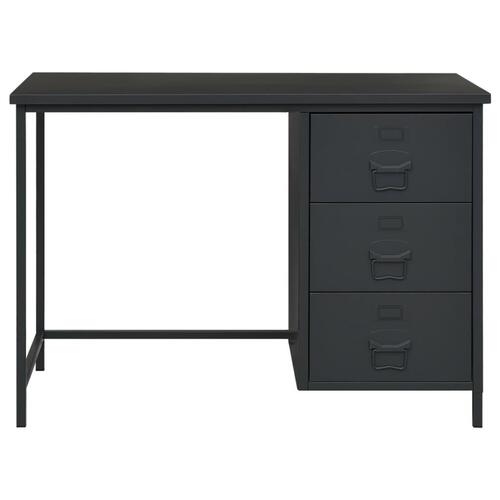 Industrielt skrivebord med skuffer 105x52x75cm stål antracitgrå