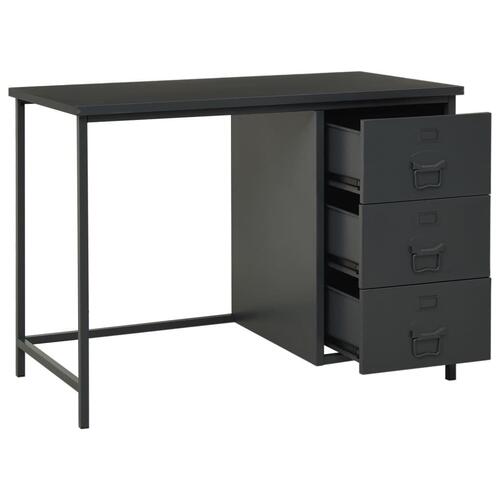 Industrielt skrivebord med skuffer 105x52x75cm stål antracitgrå