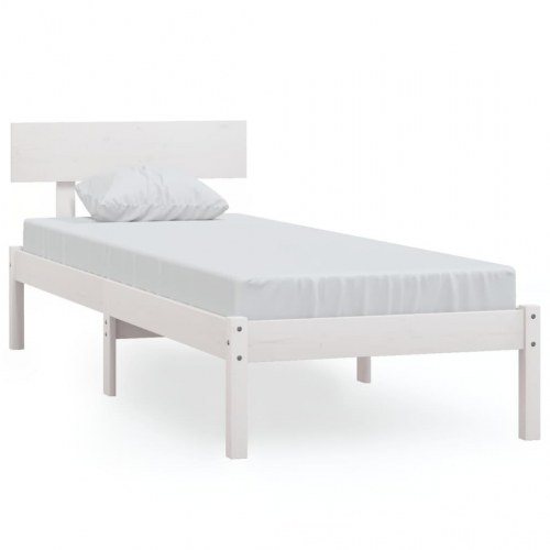 Sengestel i massivt fyrretræ - 100 × 200 cm, hvid