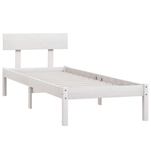Sengestel i massivt fyrretræ - 100 × 200 cm, hvid
