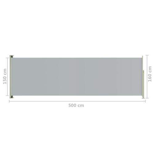 Sammenrullelig sidemarkise til terrassen 160x500 cm grå