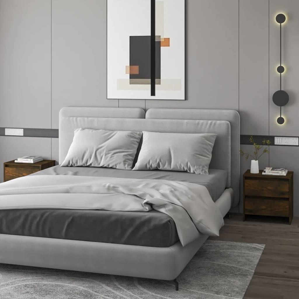 Sengeborde 2 stk. 45x34,5x44,5 cm konstrueret træ røget egetræ billede
