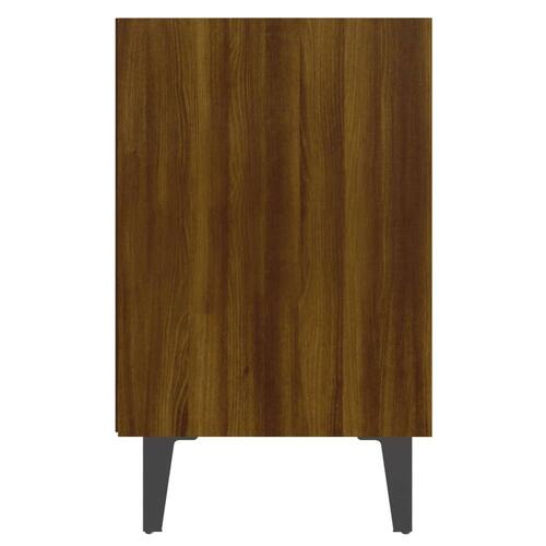 Sengebord med metalben 40x30x50 cm brun egetræsfarve