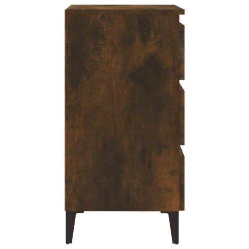 Sengebord med metalben 40x35x69 cm røget egetræsfarve