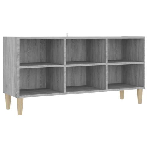 Tv-skab med massive træben 103,5x30x50 cm grå sonoma-eg