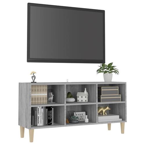 Tv-skab med massive træben 103,5x30x50 cm grå sonoma-eg