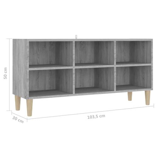 Tv-skab med massive træben 103,5x30x50 cm grå sonoma-eg