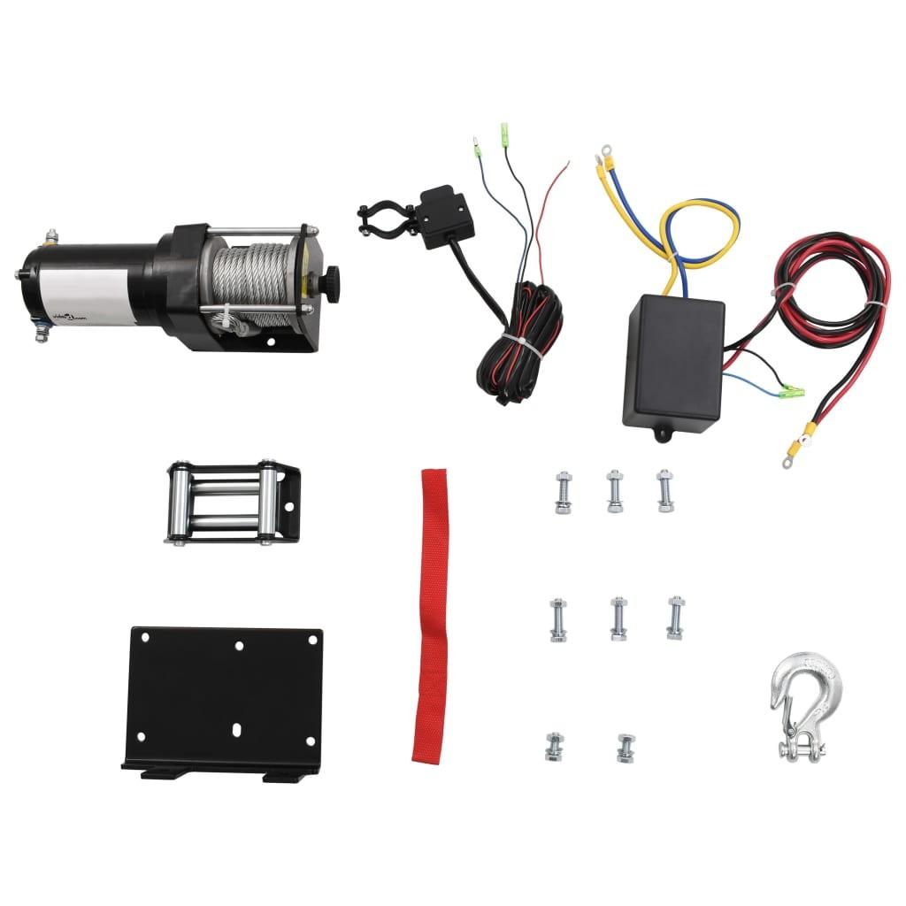 12 V elektrisk kranspil 1360 kg med monteringsplade og lederulle