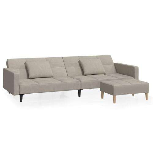 2-personers sovesofa med 2 puder og fodskammel fløjl lysegrå