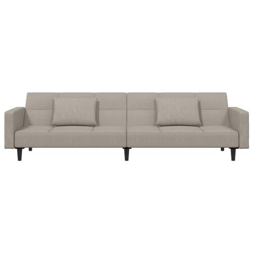 2-personers sovesofa med 2 puder og fodskammel fløjl lysegrå