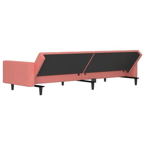 2-personers sovesofa med 2 puder og fodskammel fløjl pink