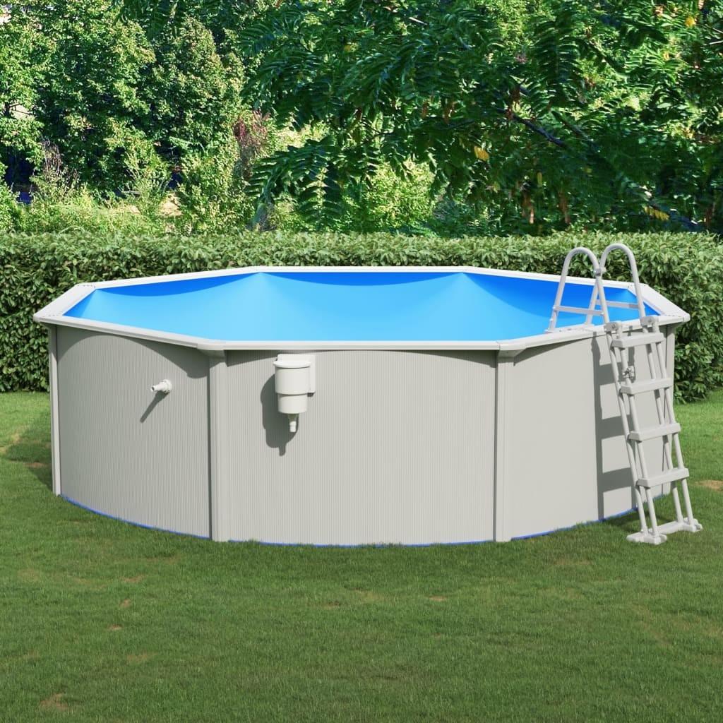 Swimmingpool med poolstige 460x120 cm
