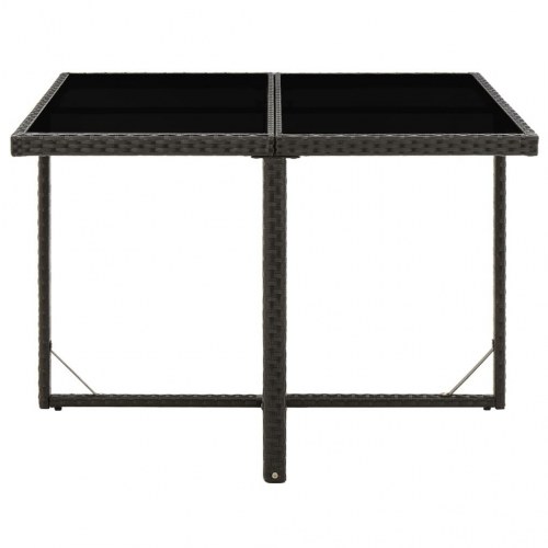 Havebord i polyrattan med glasplade - 109 x 107 x 74 cm, sort