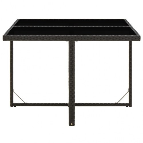 Havebord i polyrattan med glasplade - 109 x 107 x 74 cm, sort