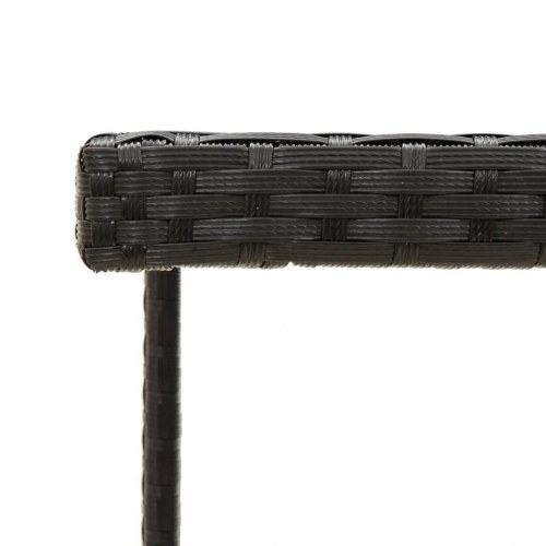 Havebord i polyrattan med glasplade - 109 x 107 x 74 cm, sort