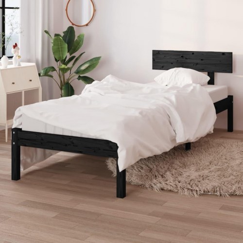 Sengeramme 100x200 cm i massivt fyrretræ - sort