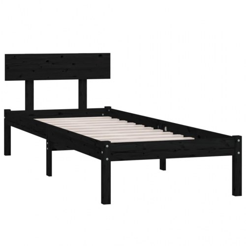 Sengeramme 100x200 cm i massivt fyrretræ - sort