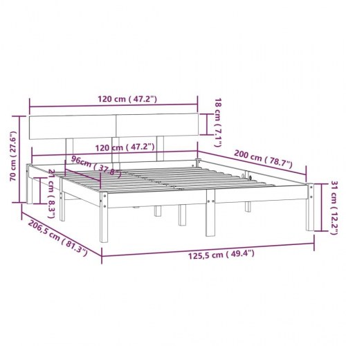 Sengeramme 120×200 cm i massivt fyrretræ - sort
