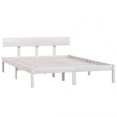 Sengeramme 140x200 cm i massivt fyrretræ - hvid