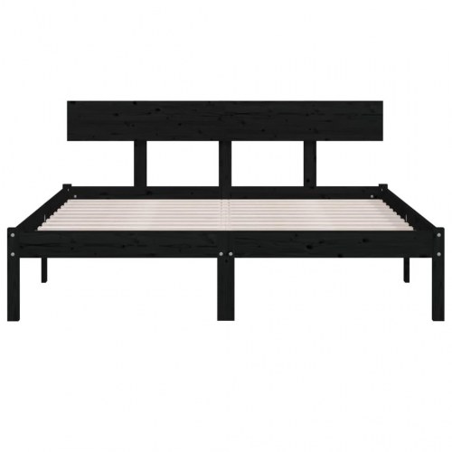 Sengeramme 140x200 cm i massivt fyrretræ - sort