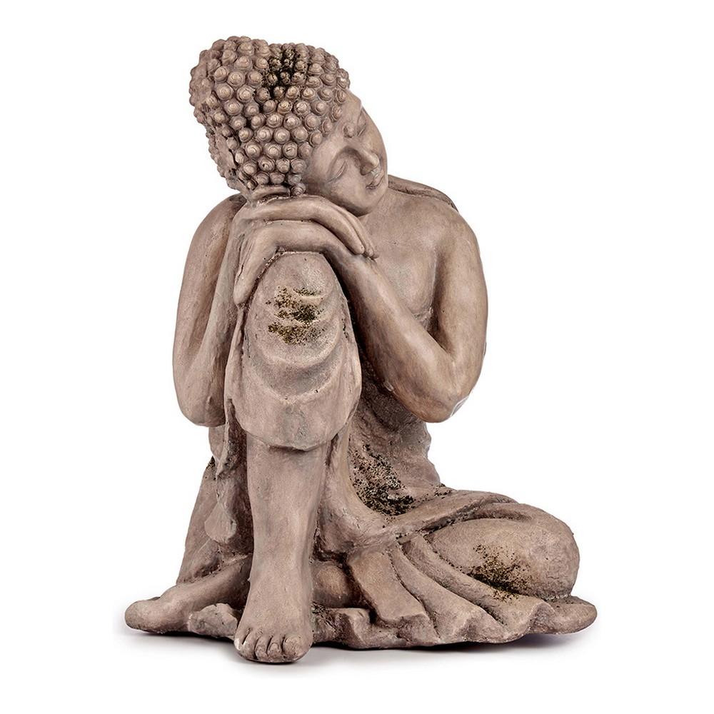 Havefigur Buddha grå - Ibergarden, polyesterharpiks, 34,5 × 54,5 × 31 cm