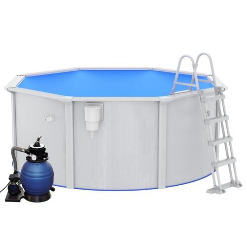Swimmingpool med sandfilterpumpe og poolstige 300x120 cm