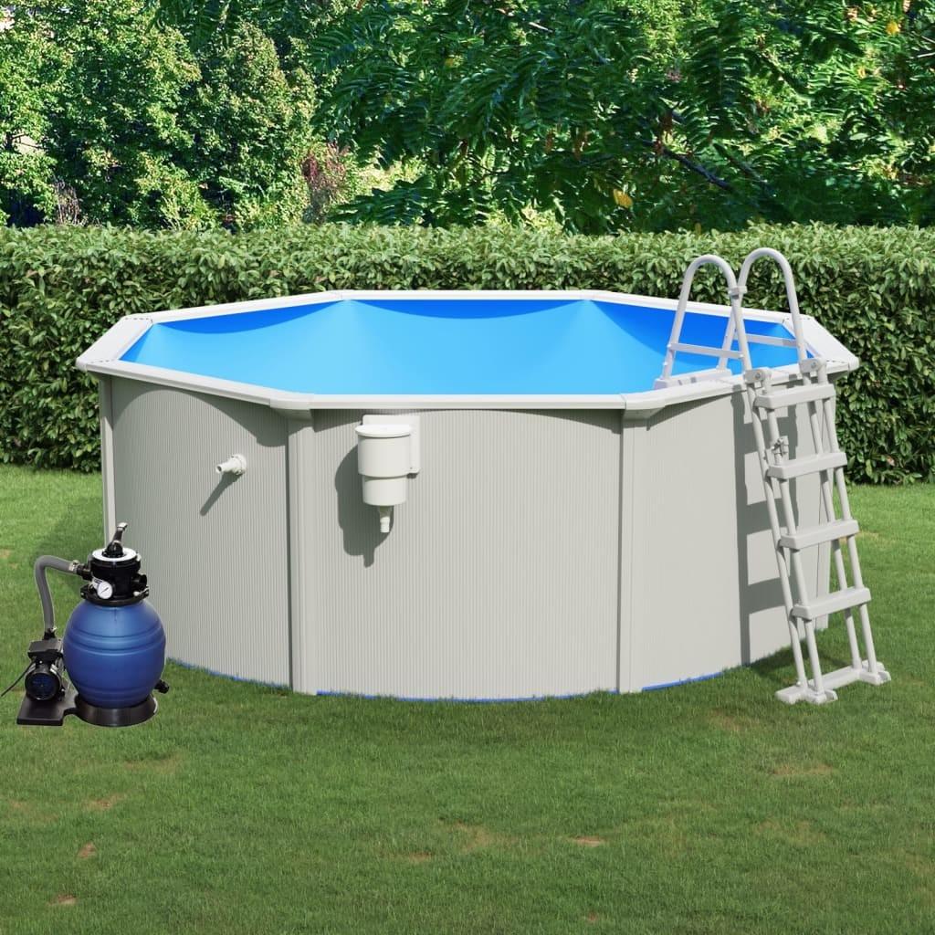 Swimmingpool med sandfilterpumpe og poolstige 360x120 cm