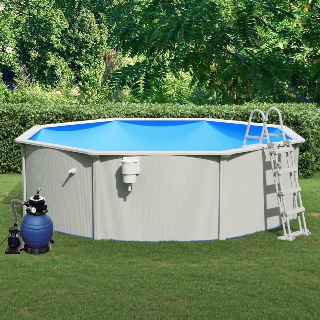 Swimmingpool med sandfilterpumpe og poolstige 460x120 cm
