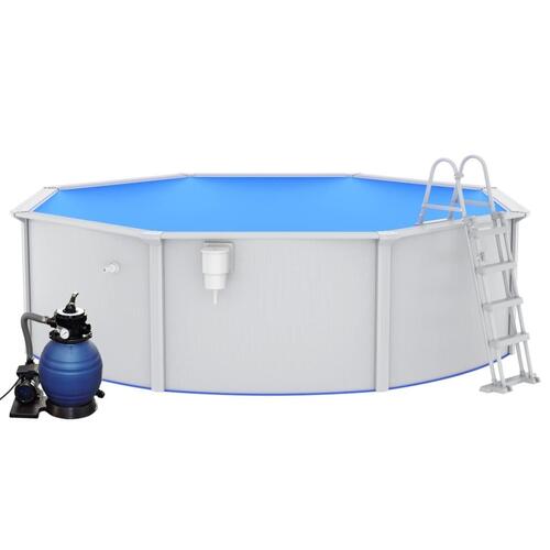 Swimmingpool med sandfilterpumpe og poolstige 460x120 cm