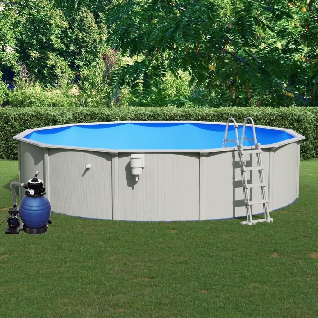 Swimmingpool med sandfilterpumpe og poolstige 550x120 cm