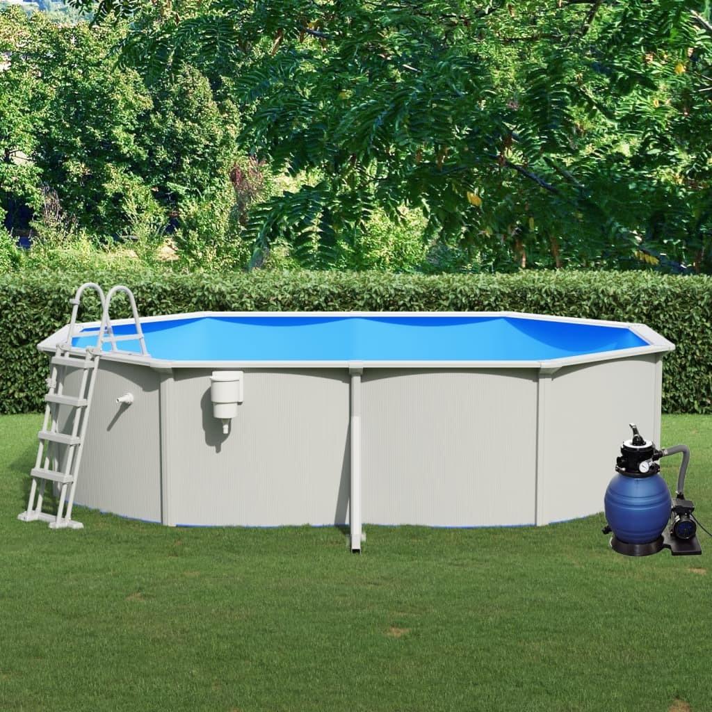 Swimmingpool med sandfilterpumpe og stige 490x360x120 cm