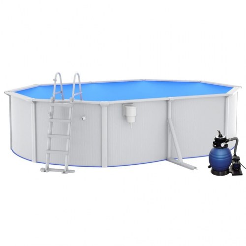 Swimmingpool med sandfilterpumpe og stige 490x360x120 cm