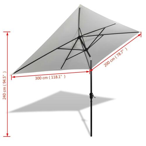 40772 parasol 200 x 300 cm sandhvid rektangulær