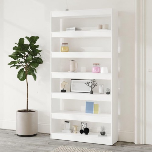 Bogreol/rumdeler 100x30x198 cm konstrueret træ hvid