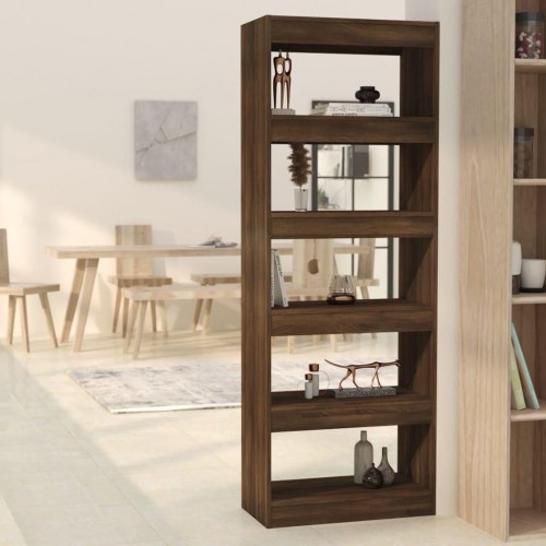 Bogreol/rumdeler 60x30x103 cm konstrueret træ brun egetræ
