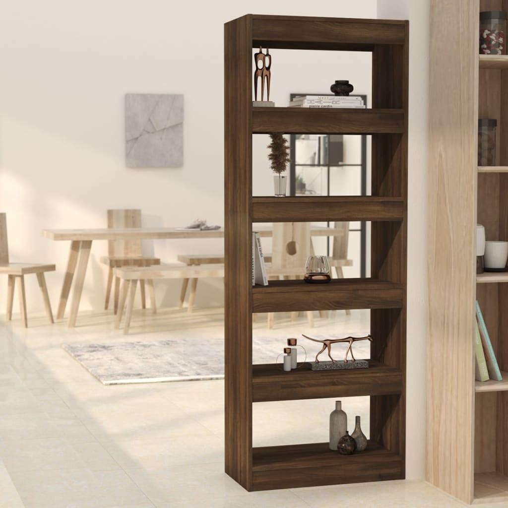 Bogreol/rumdeler 60x30x103 cm konstrueret træ brun egetræ