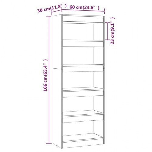 Bogreol/rumdeler 60x30x103 cm konstrueret træ brun egetræ