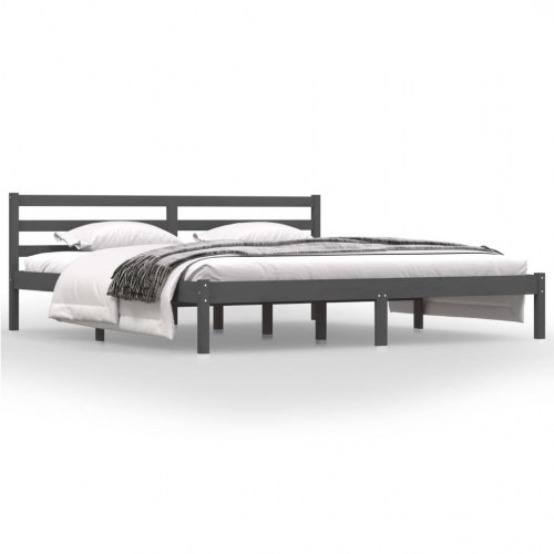 Sengeramme 180x200 cm Super King massivt fyrretræ grå