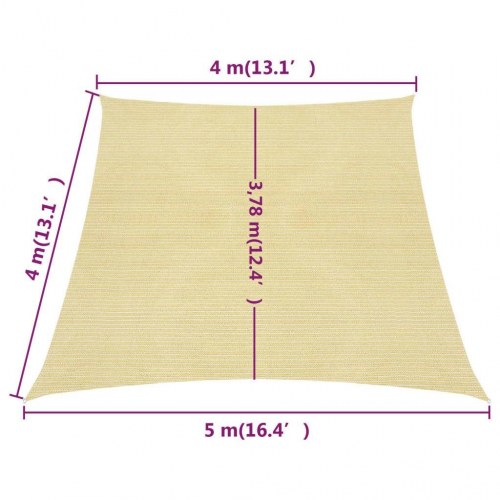Solsejl trapez 4/5 x 4 m 160 g/m² HDPE beige