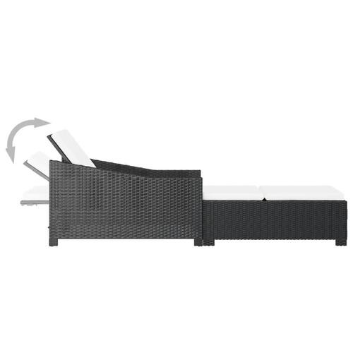 Liggestol med cremefarvet hynde polyrattan sort