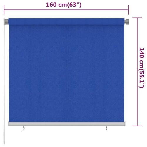Udendørs rullegardin 160x140 cm HDPE blå