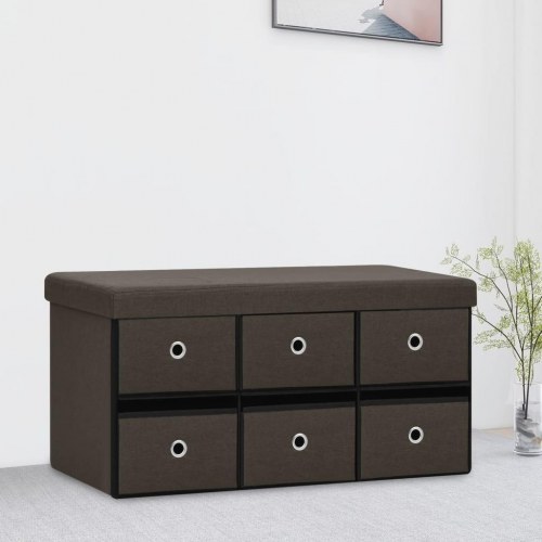 Foldbar opbevaringsbænk 76x38x38 cm kunstlærred mørkebrun