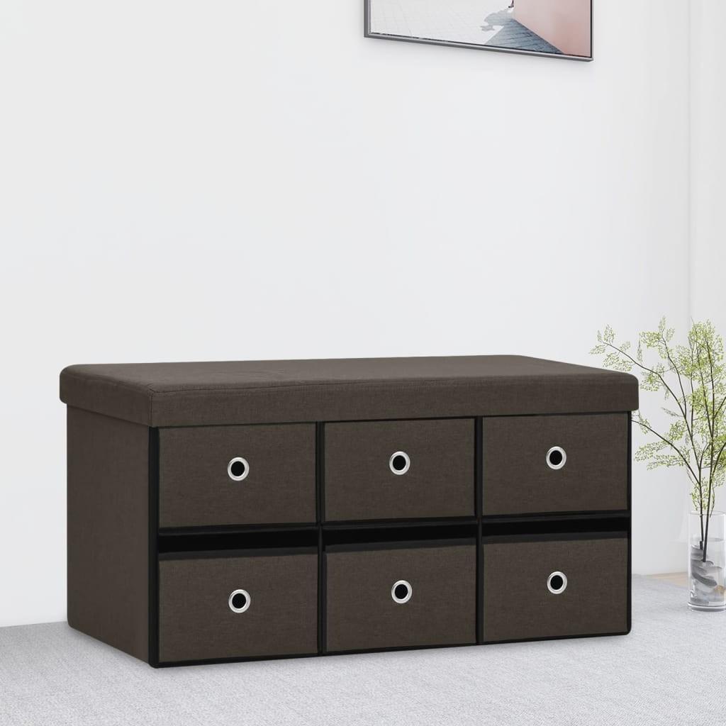 Foldbar opbevaringsbænk 76x38x38 cm kunstlærred mørkebrun billede
