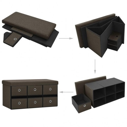 Foldbar opbevaringsbænk 76x38x38 cm kunstlærred mørkebrun
