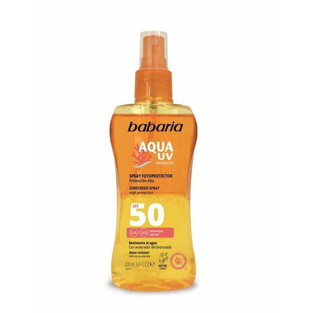 Solcreme spray SPF 50 - Babaria Aqua UV, 200 ml billede